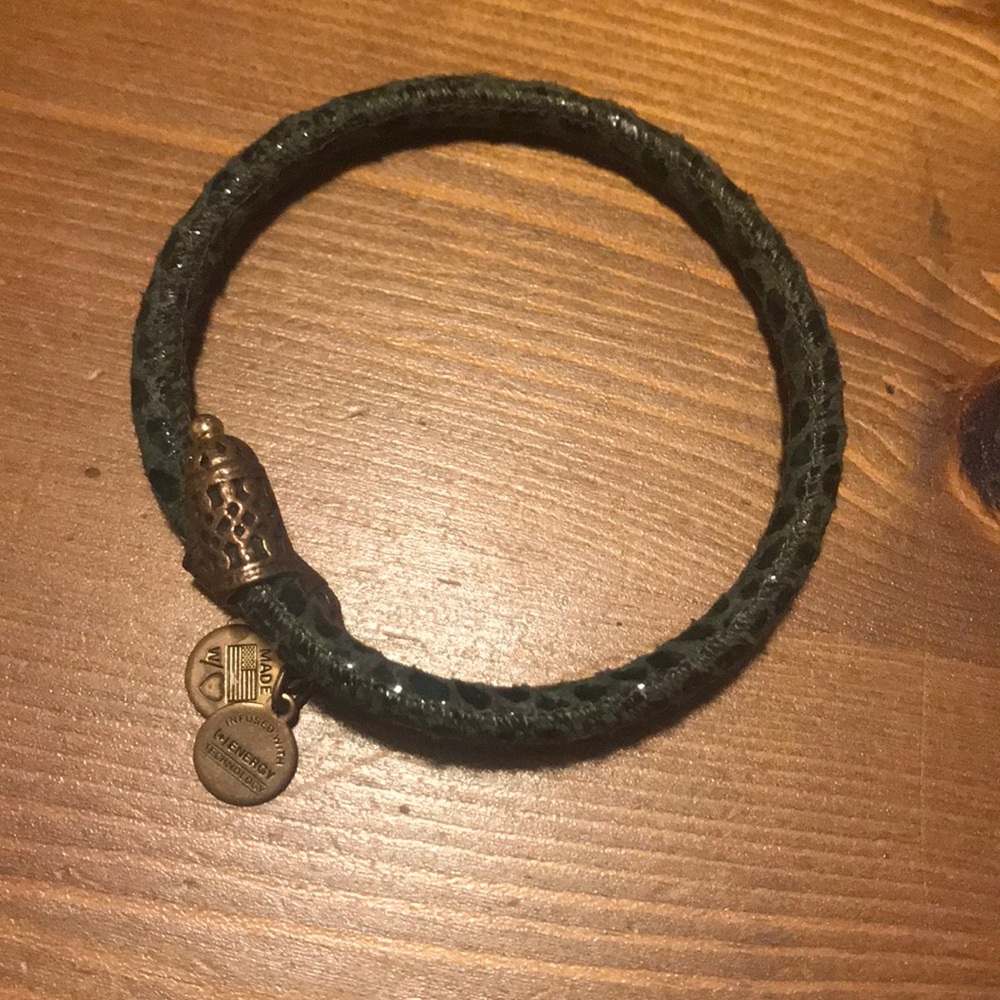 Alex and ani green and gold textured bracelet